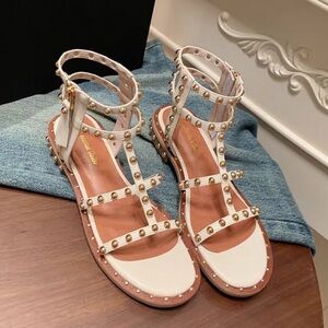 Studded Cream leather Sandals